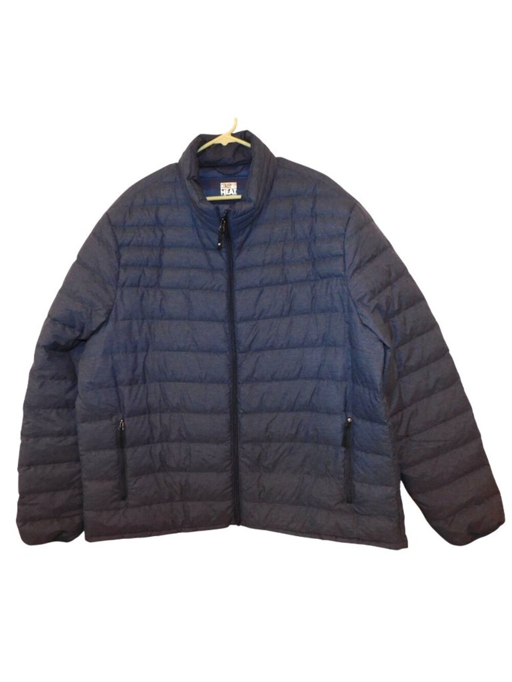 32 Degrees Heat Men's Size XXL Blue Packable Down Puffer Jacket w/ Storage Bag
